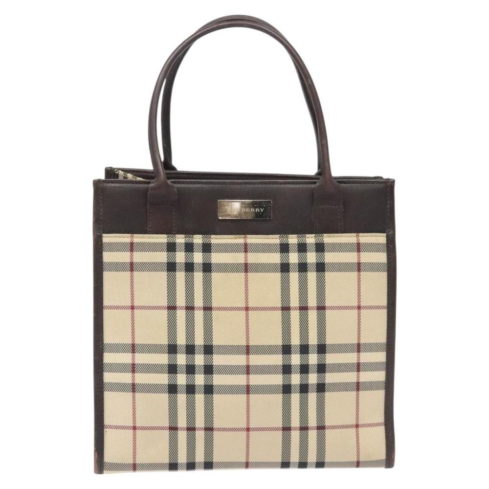 BURBERRY Nova Check Hand Bag Nylon Leather Beige Silver Auth ac3586 - Picture 13 of 16
